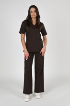 Bluzka medyczna damska premium Scrubs Basic Chocolate/ Brązowa