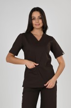 Bluzka medyczna damska premium Scrubs Basic Chocolate/ Brązowa