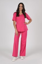 Spodnie medyczne damskie Premium Szerokie Pink/ Różowe