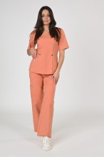 Spodnie medyczne damskie Premium Szerokie Peach/ Brzoskwiniowe