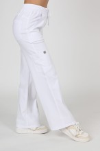 Spodnie medyczne damskie Premium Szerokie White/ Białe