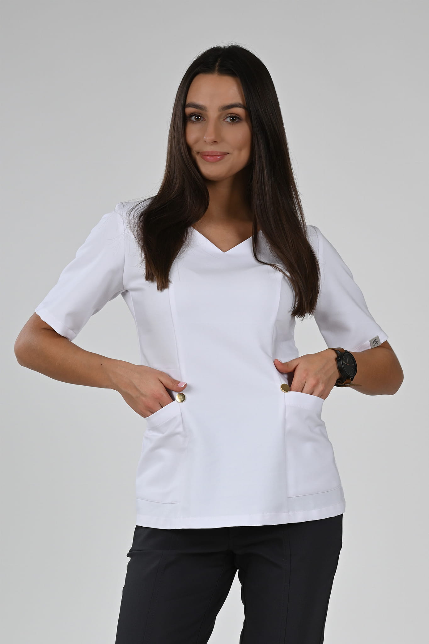 Bluzka medyczna damska Premium Scrubs GlamComfort White/ Biała
