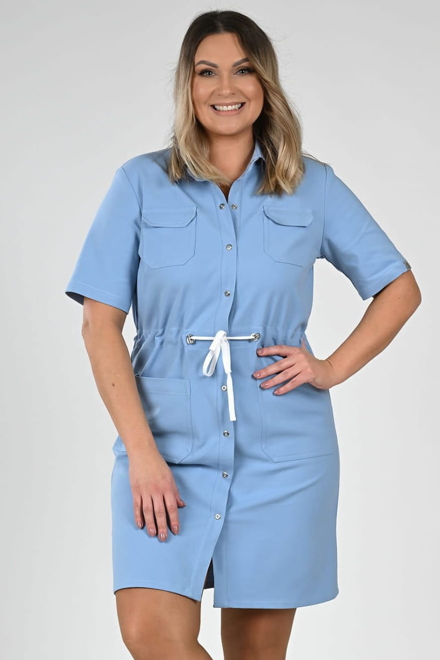 Sukienka medyczna Premium regulowana Scrubs Baby Blue/ Jasnoniebieska