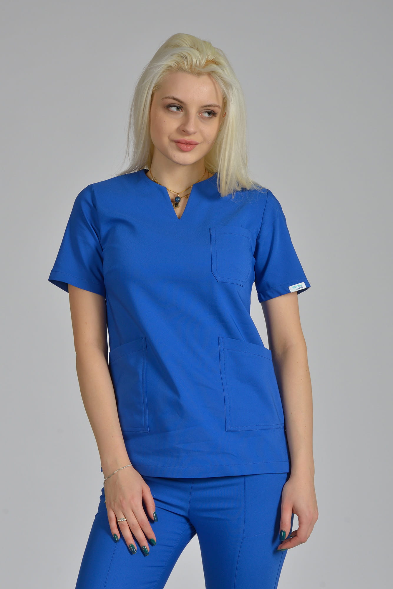 Bluzka medyczna damska Premium Scrubs V-Neck Blue/ Niebieska