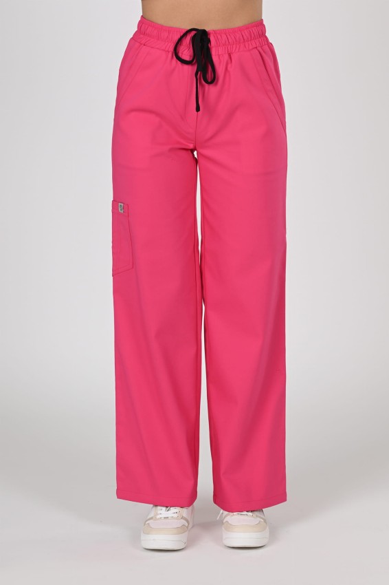 Spodnie medyczne damskie Premium Szerokie Pink/ Różowe