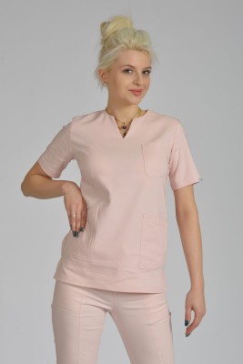 Bluzka medyczna damska Premium Scrubs V-Neck Light Apricot/ Jasnoróżowa