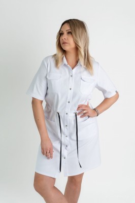 Sukienka medyczna Premium regulowana Scrubs  white/ Biała