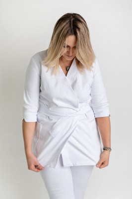 Bluzka medyczna damska kopertowa Premium Scrubs White/ Biała