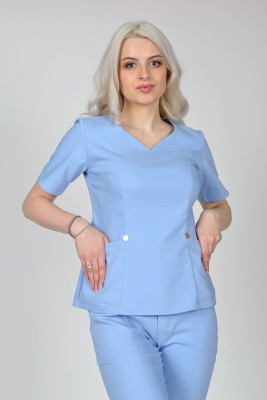 Bluzka medyczna damska Premium Scrubs GlamComfort Baby Blue/ Jasnoniebieska