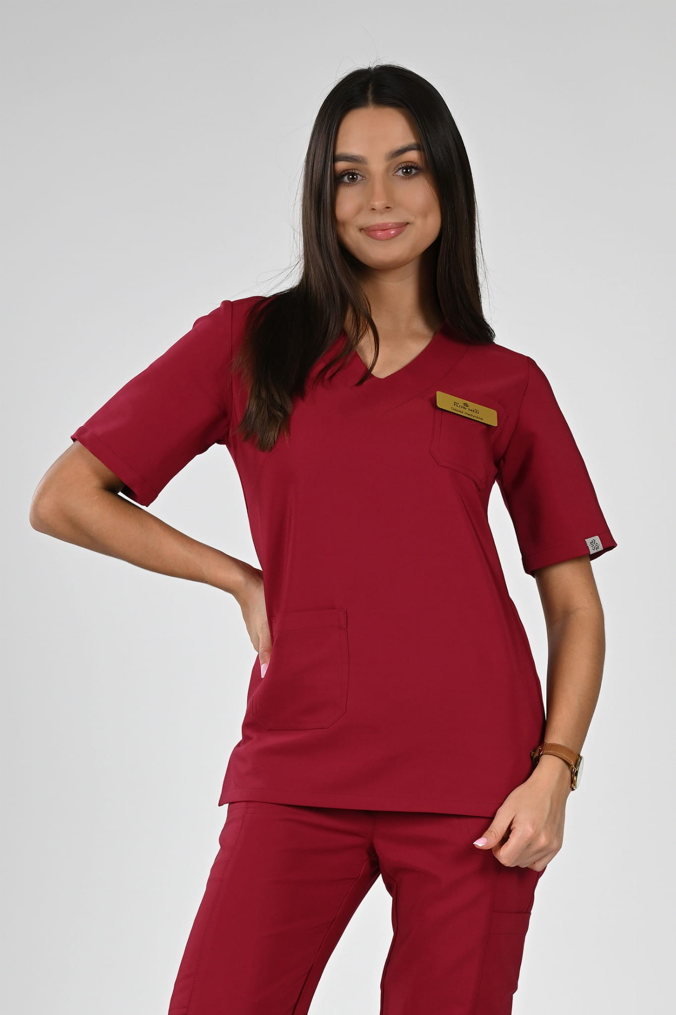 Bluzka medyczna damska Premium Scrubs Basic Magnat/ Burgund