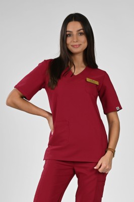 Bluzka medyczna damska Premium Scrubs Basic Magnat/ Burgund
