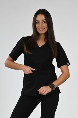 Bluzka medyczna damska Premium Scrubs Basic Black/ Czarna