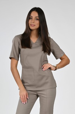 Bluzka medyczna damska Scrubs Basic Latte/ Beżowa