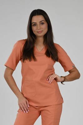 Bluzka medyczna damska Premium Scrubs Basic Peach/ Brzoskwiniowa