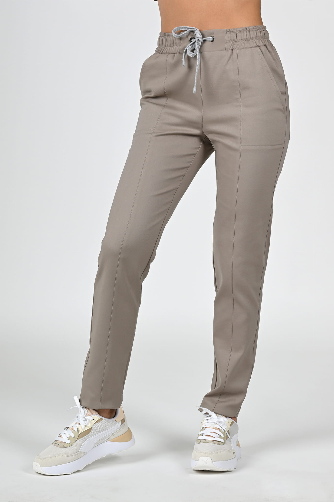 Spodnie medyczne damskie Premium Scrubs GlamComfort Latte/ Beżowe