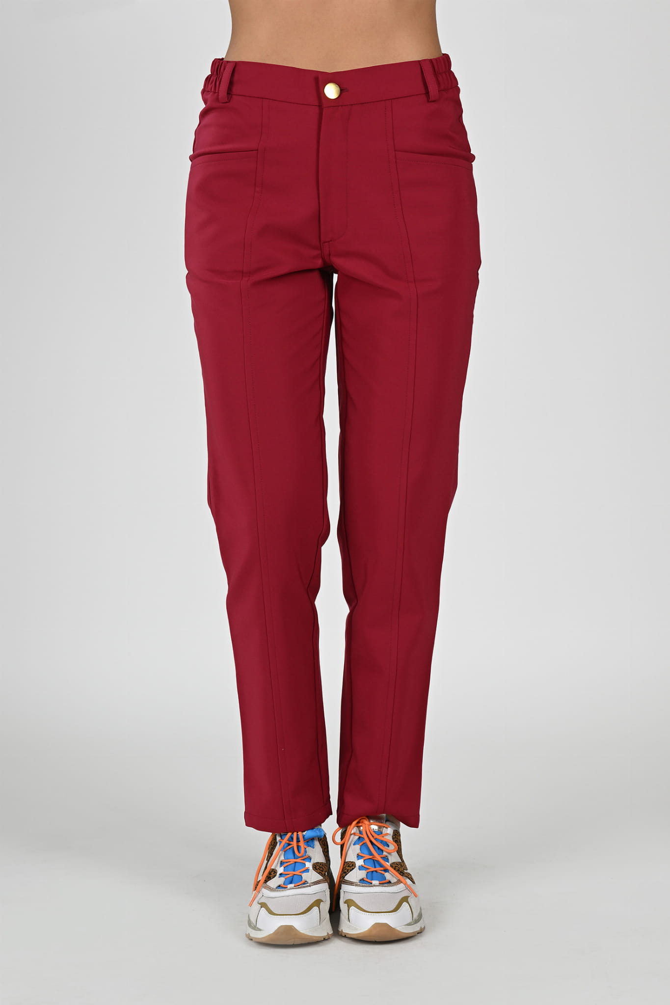 Spodnie medyczne damskie Premium Scrubs Basic GlamComfort Magnat/ Burgund