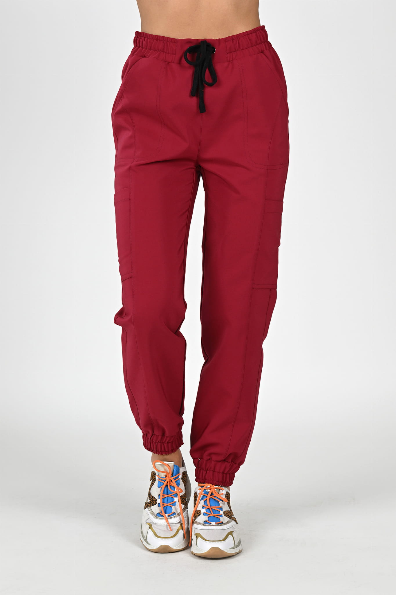 Spodnie medyczne joggery damskie Premium Scrubs Magnat/ Burgund