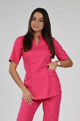 Bluzka medyczna damska PREMIUM Scrubs stójka Pink/ Różowa
