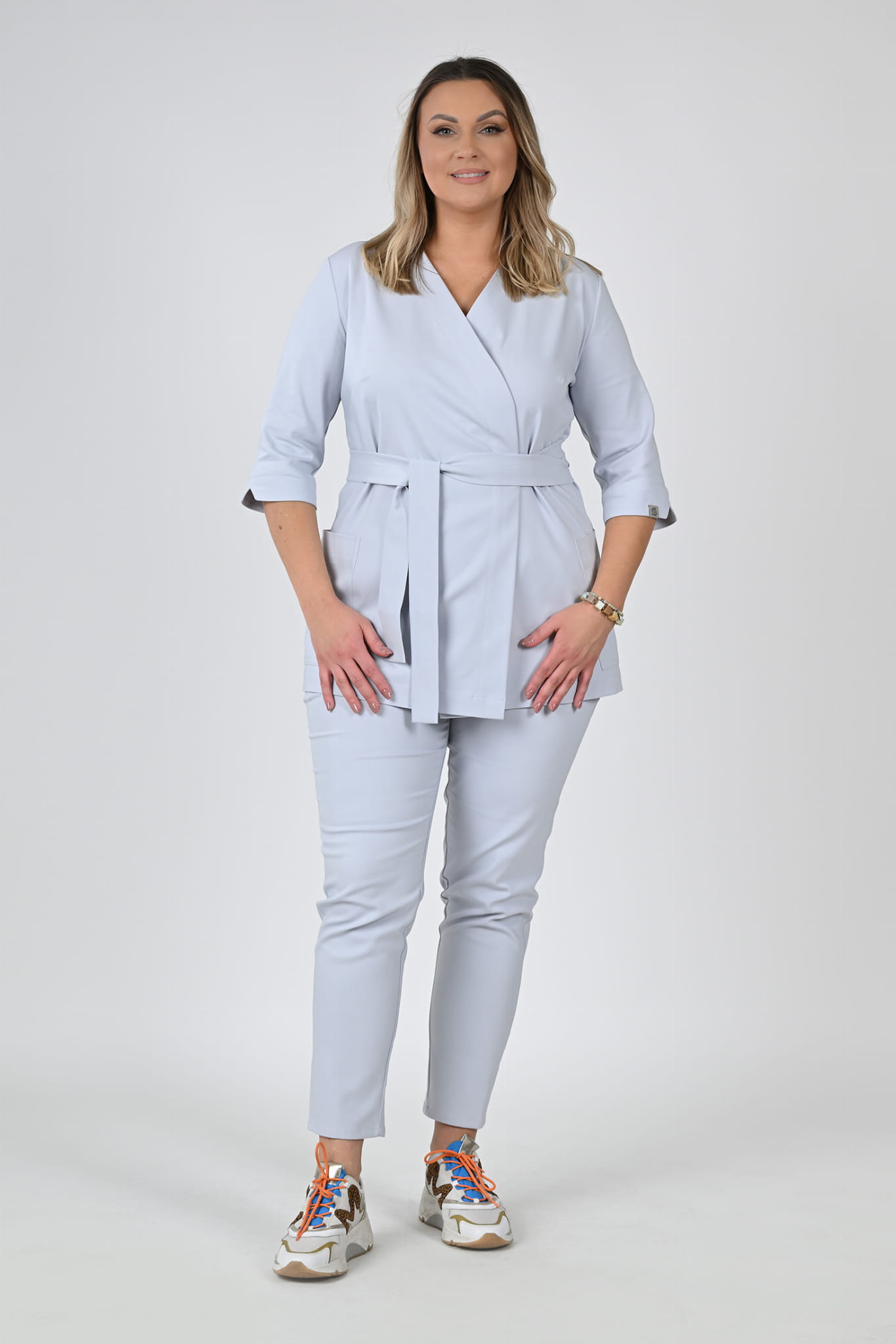 Bluzka medyczna damska kopertowa Scrubs  Warm Gray/ Jasnoszara