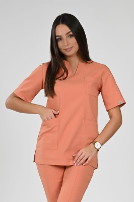 Bluzka medyczna damska Premium Scrubs V-Neck Peach/ Brzoskwiniowy