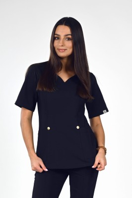 Bluzka medyczna damska Premium Scrubs GlamComfort Navy Blue / Granatowa
