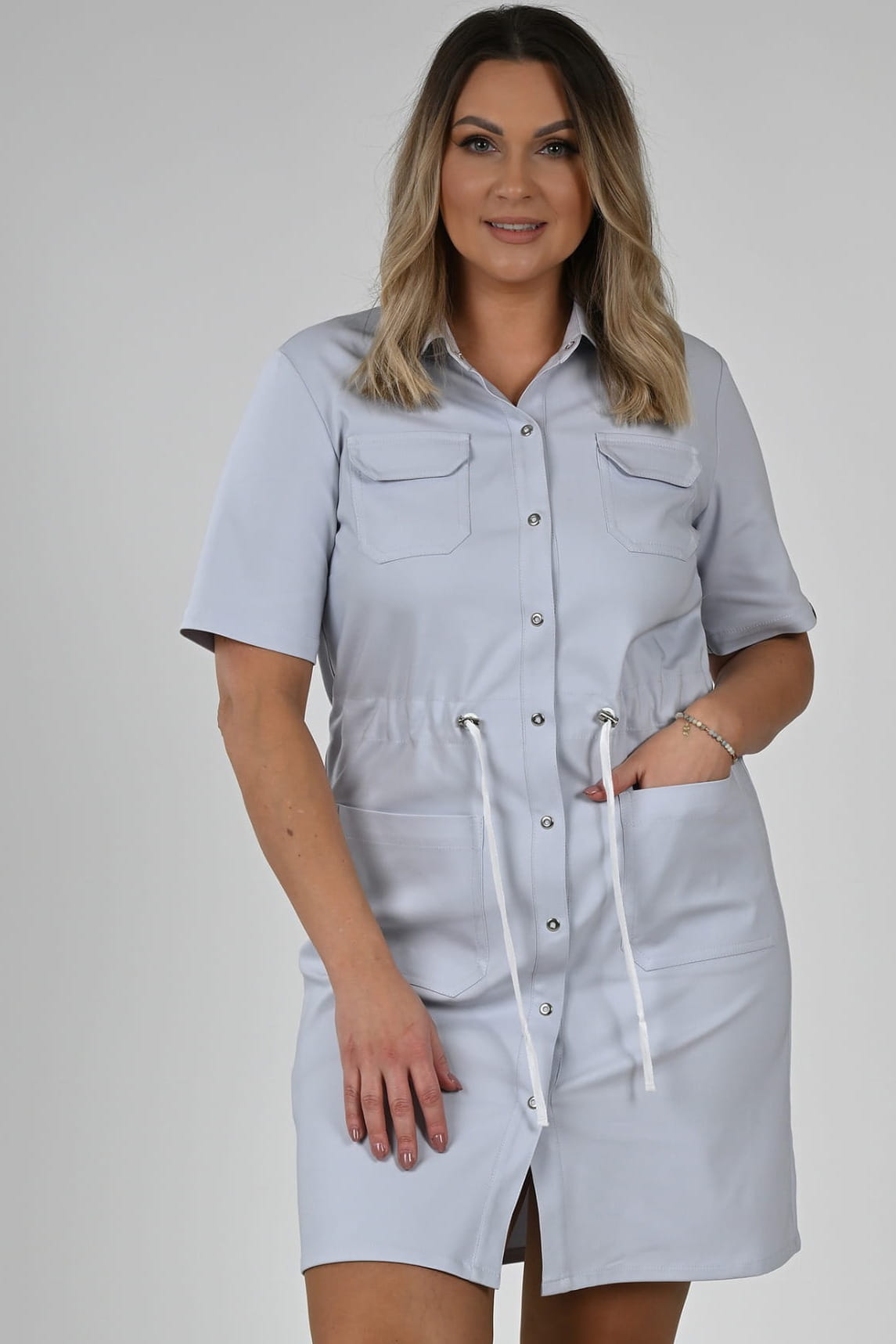 Sukienka medyczna Premium regulowana Scrubs Warm Gray/ Jasnoszara