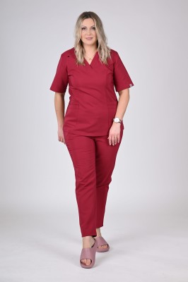 Bluzka medyczna damska Premium Scrubs GlamPuls Magnat/ Burgundowa