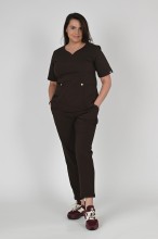 Bluzka medyczna damska Premium Scrubs GlamComfort Chocolate