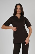 Bluzka medyczna damska Premium Scrubs V-Neck Chocolate