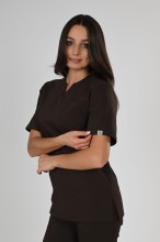 Bluzka medyczna damska Premium Scrubs V-Neck Chocolate