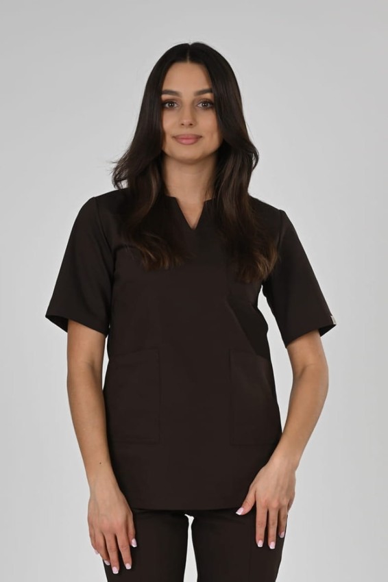 Bluzka medyczna damska Premium Scrubs V-Neck Chocolate