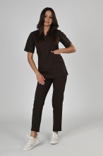 Spodnie medyczne damskie Premium Scrubs Basic GlamComfort Chocolate/ Brązowae