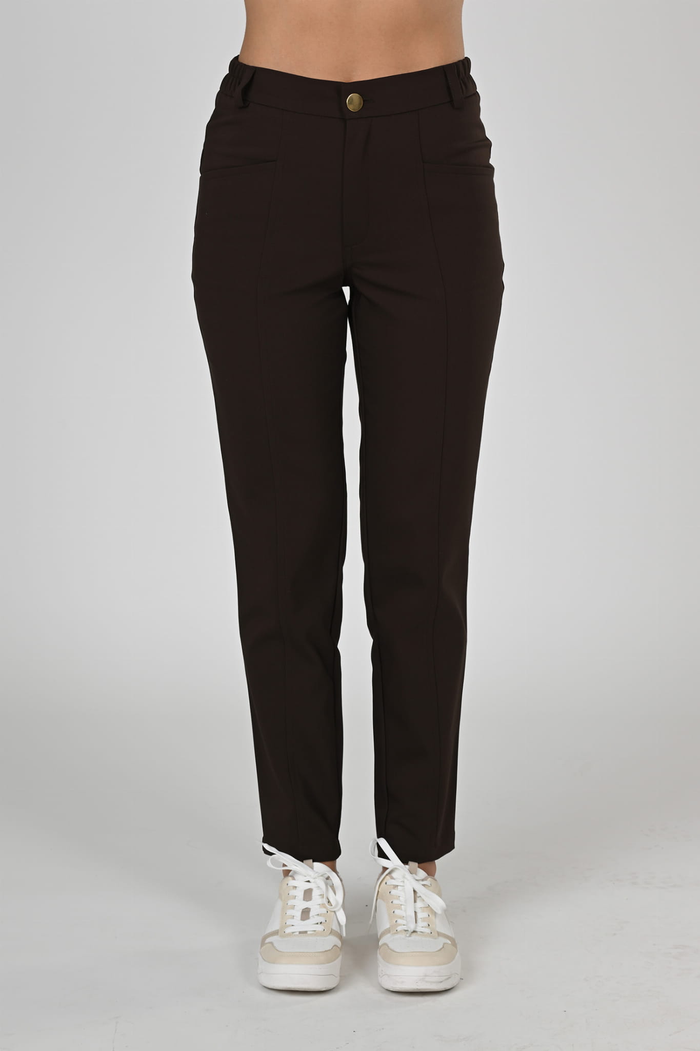 Spodnie medyczne damskie Premium Scrubs Basic GlamComfort Chocolate/ Brązowe