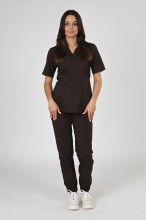 Spodnie medyczne joggery damskie Premium Scrubs Chocolate/ Brązowe