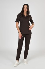 Spodnie medyczne damskie Premium Scrubs GlamComfort Chocolate/ Brązowe