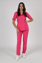 Spodnie medyczne damskie Premium Scrubs Basic GlamComfort Bright Pink/ Różowe