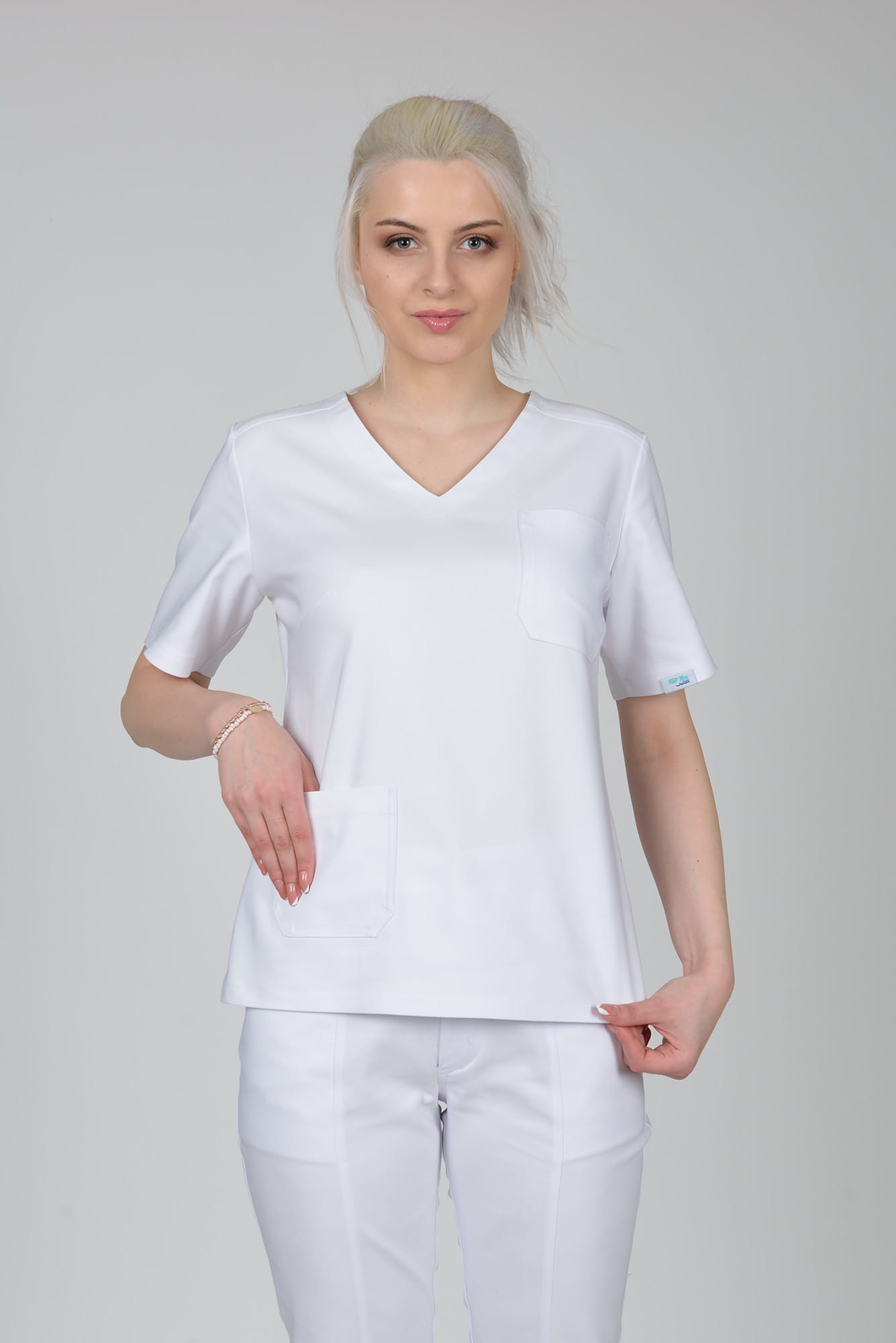 Bluzka medyczna damska Premium Scrubs Basic White/ Biała