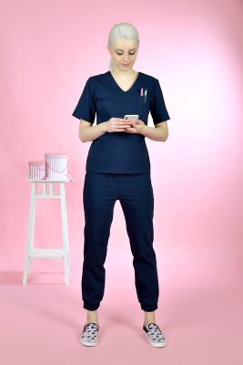 Spodnie medyczne joggery damskie Scrubs Basic Navy Blue/ Granatowe