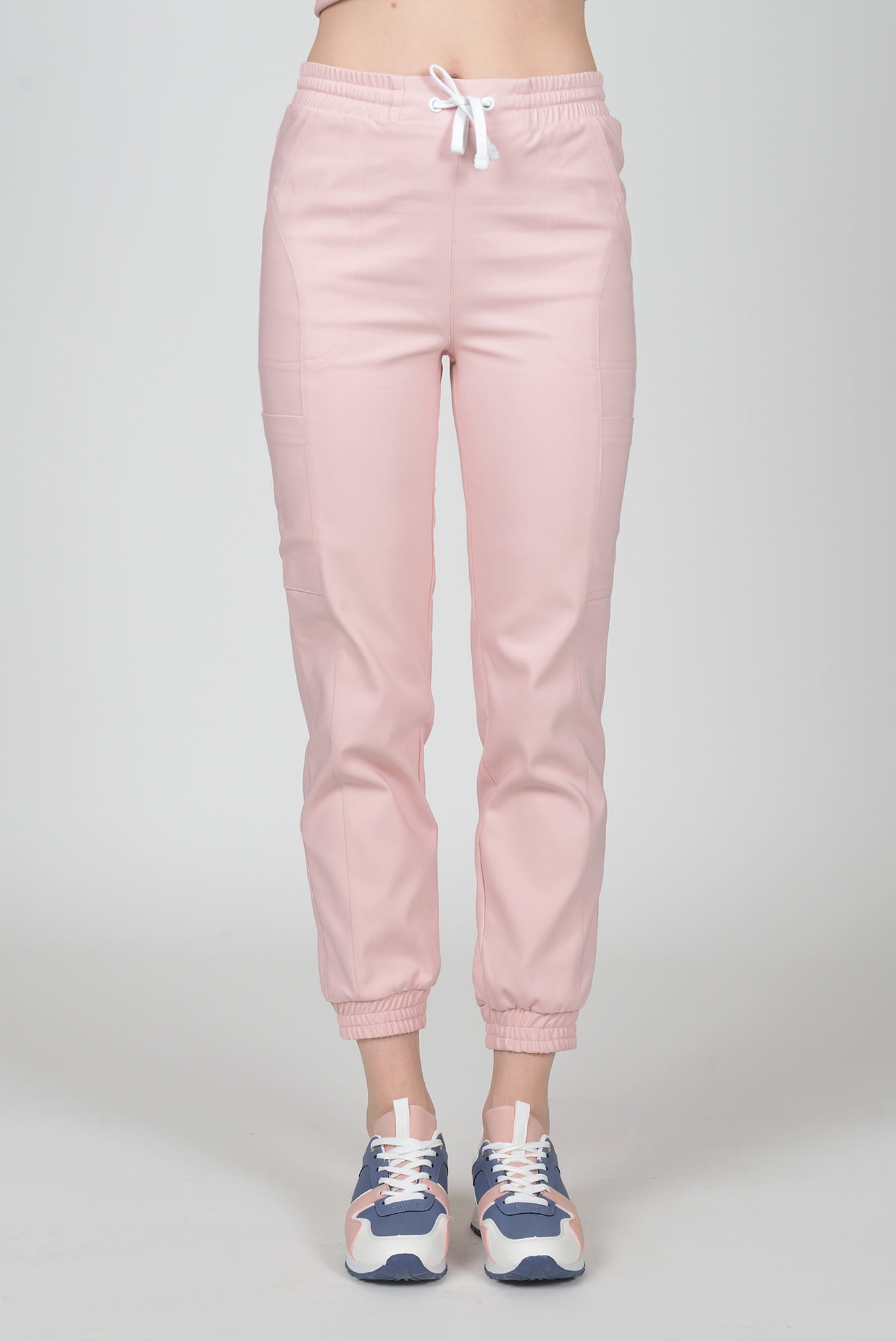 Spodnie medyczne joggery damskie Premium Scrubs Basic Light Apricot/ Jasny Róż