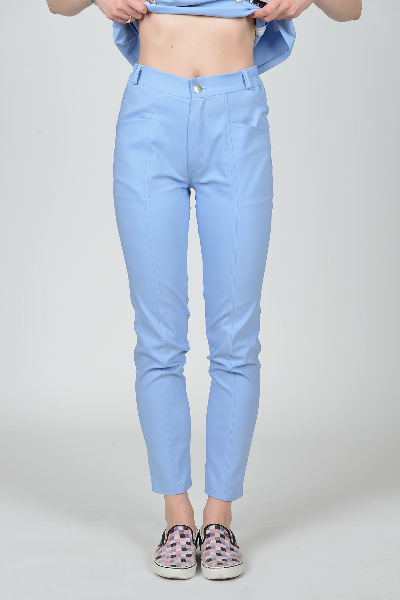 Spodnie medyczne damskie Premium Scrubs Basic GlamComfort Baby Blue/ Jasnoniebieskie
