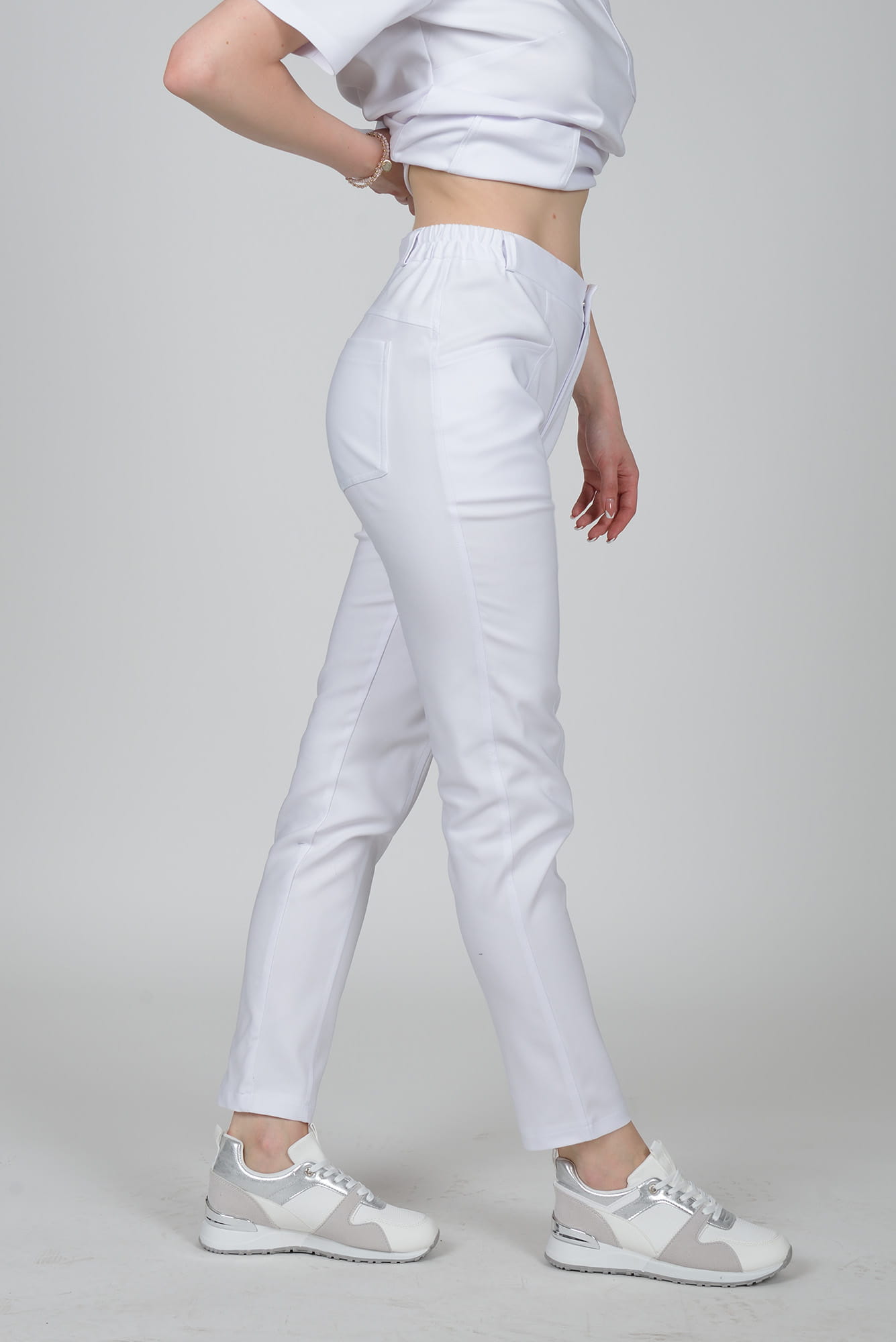 Spodnie medyczne damskie Premium Scrubs Basic GlamComfort White/ Białe