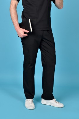 Spodnie medyczne męskie Premium Scrubs Basic Black Proste/ Czarne