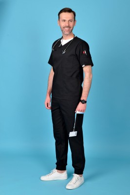 Spodnie medyczne joggery męskie Scrubs Black/ Czarne