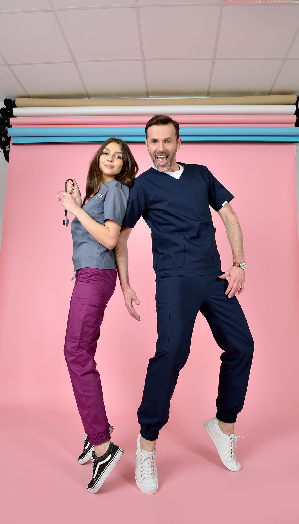 Spodnie medyczne joggery męskie Scrubs Navy Blue/ Granatowe