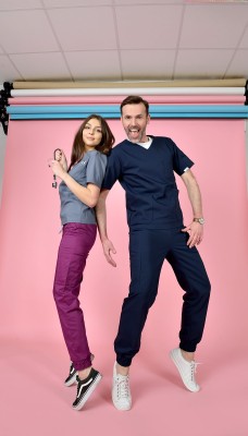 Spodnie medyczne joggery męskie Scrubs Navy Blue/ Granatowe