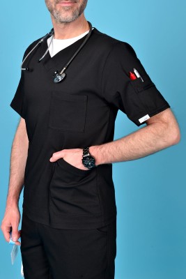 Bluzka medyczna męska Scrubs Basic Black/ Czarna