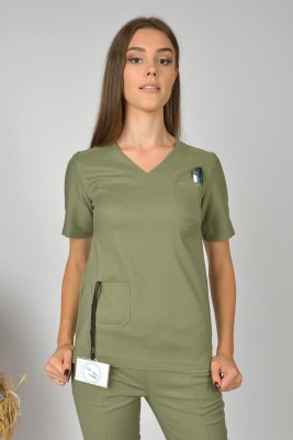 Bluzka medyczna damska premium Scrubs Basic Olive/ Oliwkowa