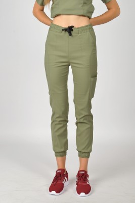 Spodnie medyczne joggery damskie Premium Scrubs Basic Olive/ Oliwkowe