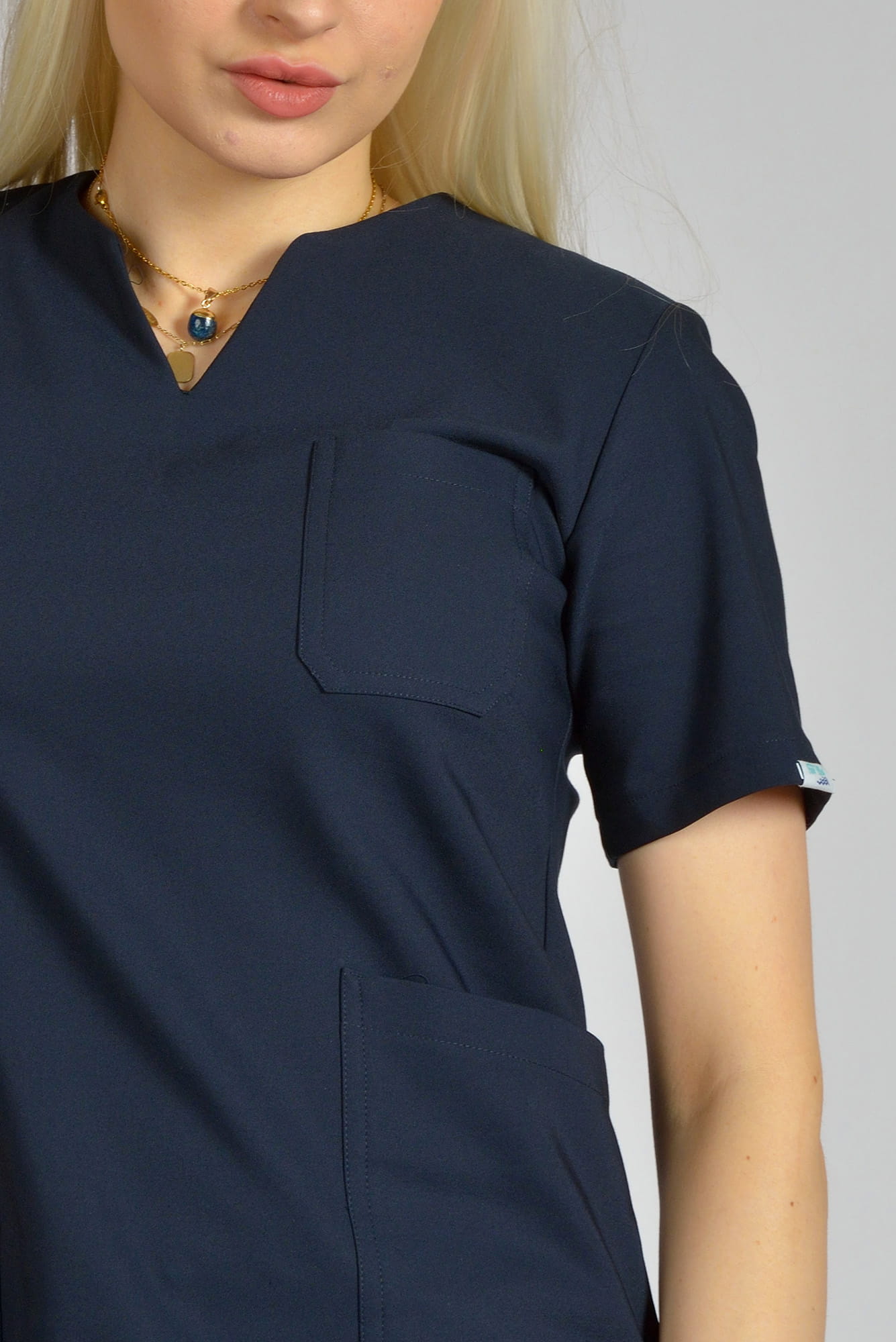 Bluzka medyczna damska Premium Scrubs V-Neck Navy Blue/ Granatowa
