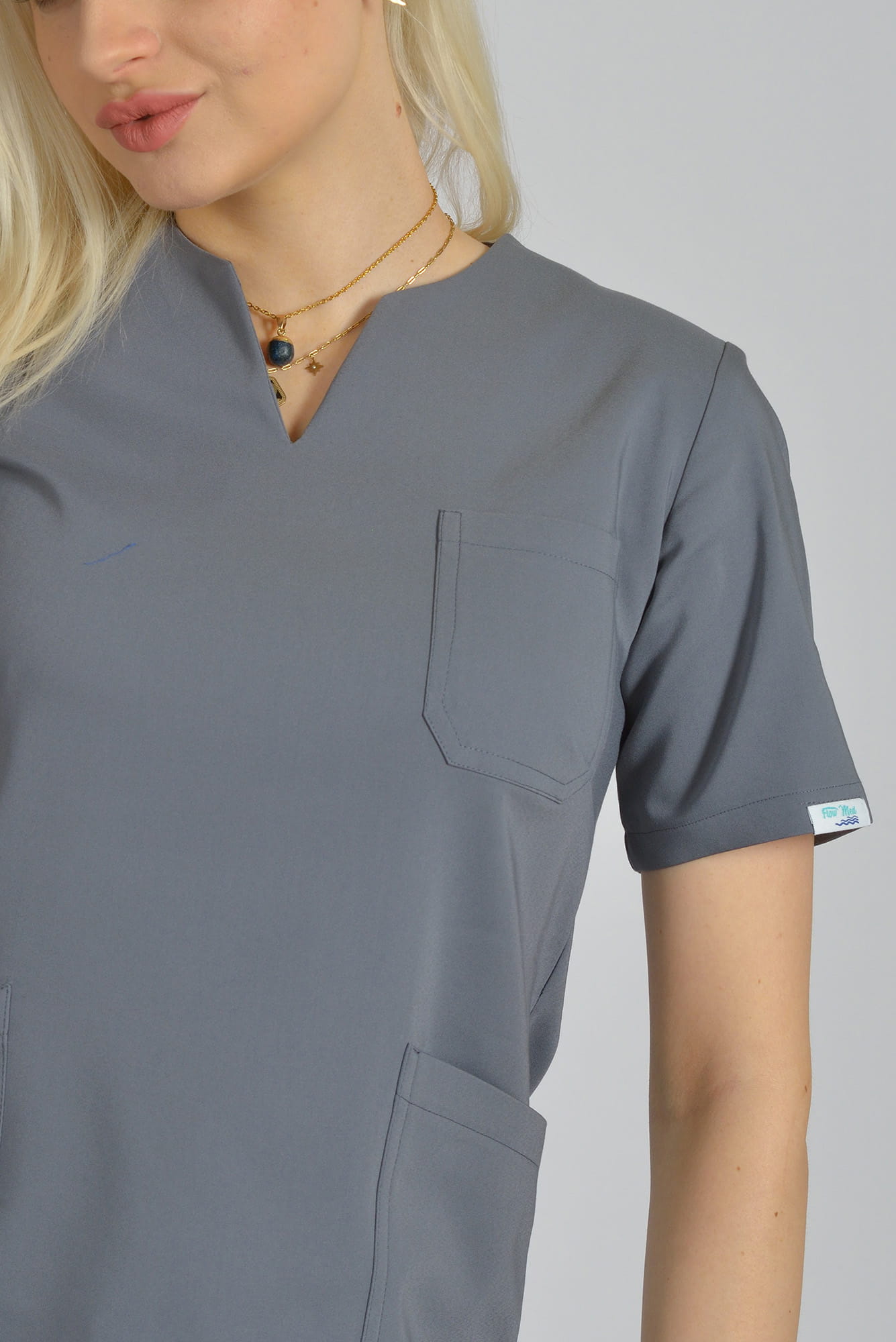 Bluzka medyczna damska Premium Scrubs V-Neck Gray/ Szara